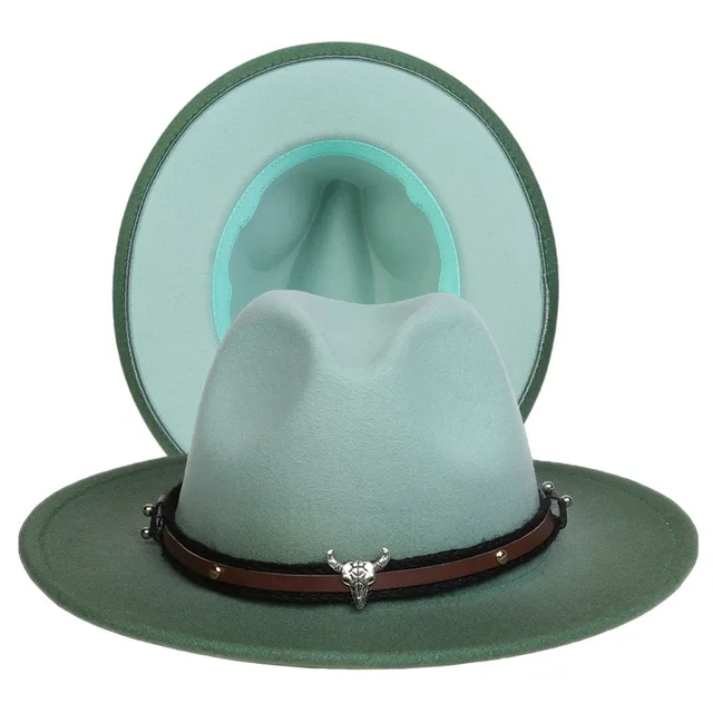 Leather Cowboy Hats Ribbon Fedora Hat 