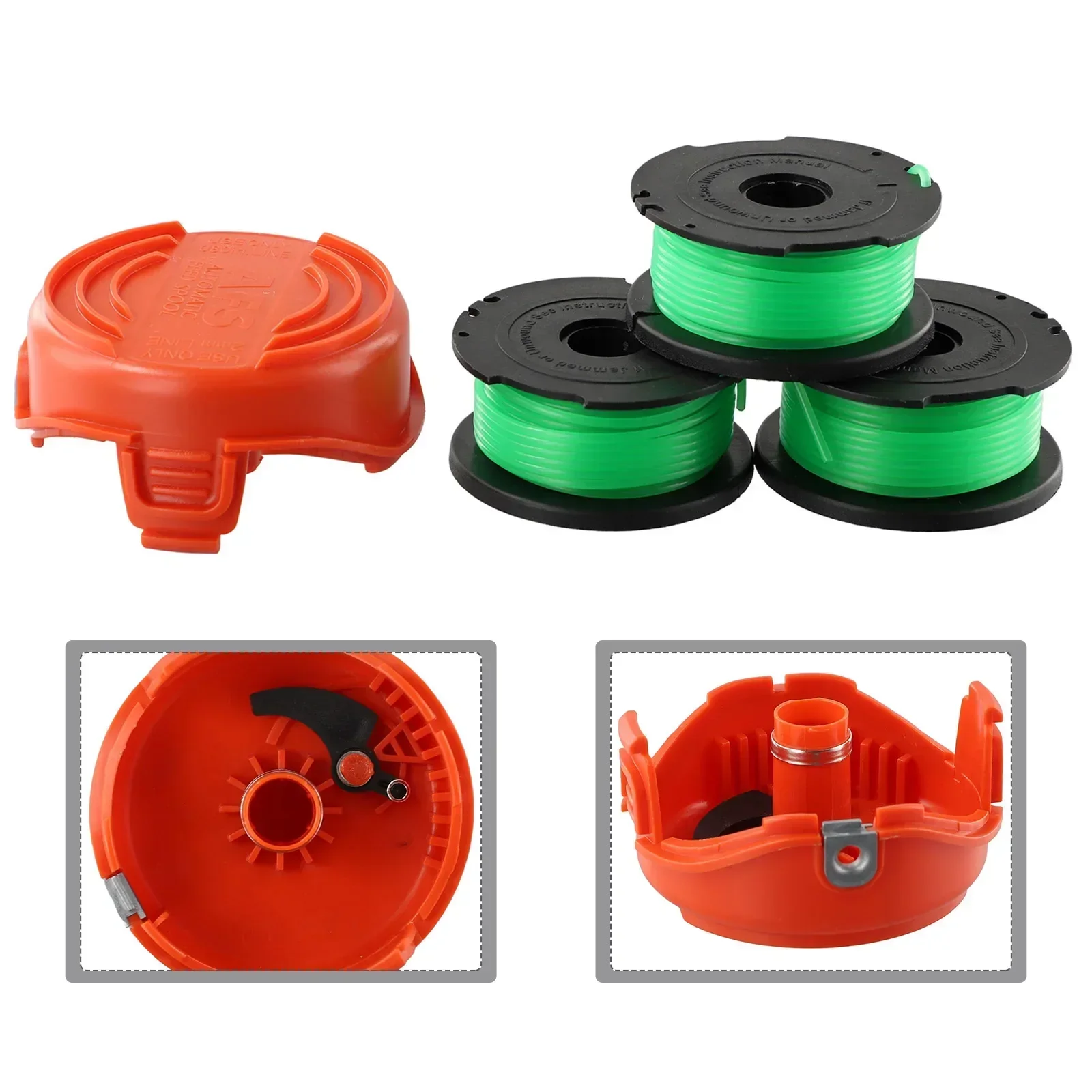 3-упаковка катушки триммера с крышкой для садовой косилки Black & Decker GL7033 GL8033 GL9035 и
