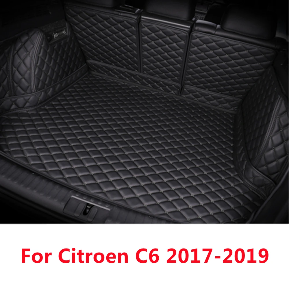 

SJ Custom Fit Full Set Waterproof Car Trunk Mat AUTO Parts Tail Boot Tray Liner Cargo Rear Pad Cover For Citroen C6 2017-2019