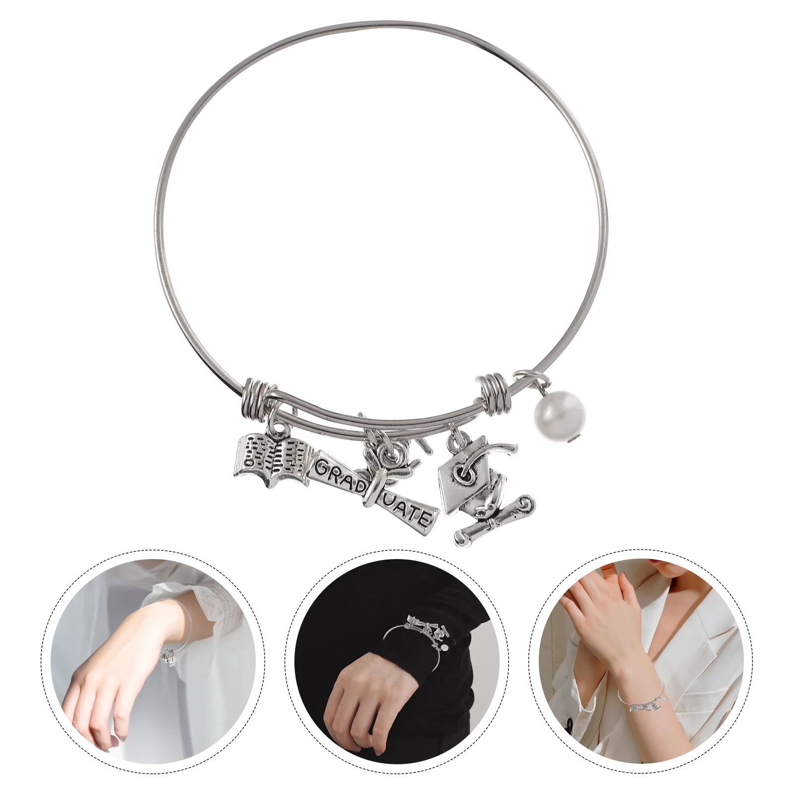 

1pc 2021 Graduation Bangle Bracelet Adjustable Graduate Charm Bracelet )