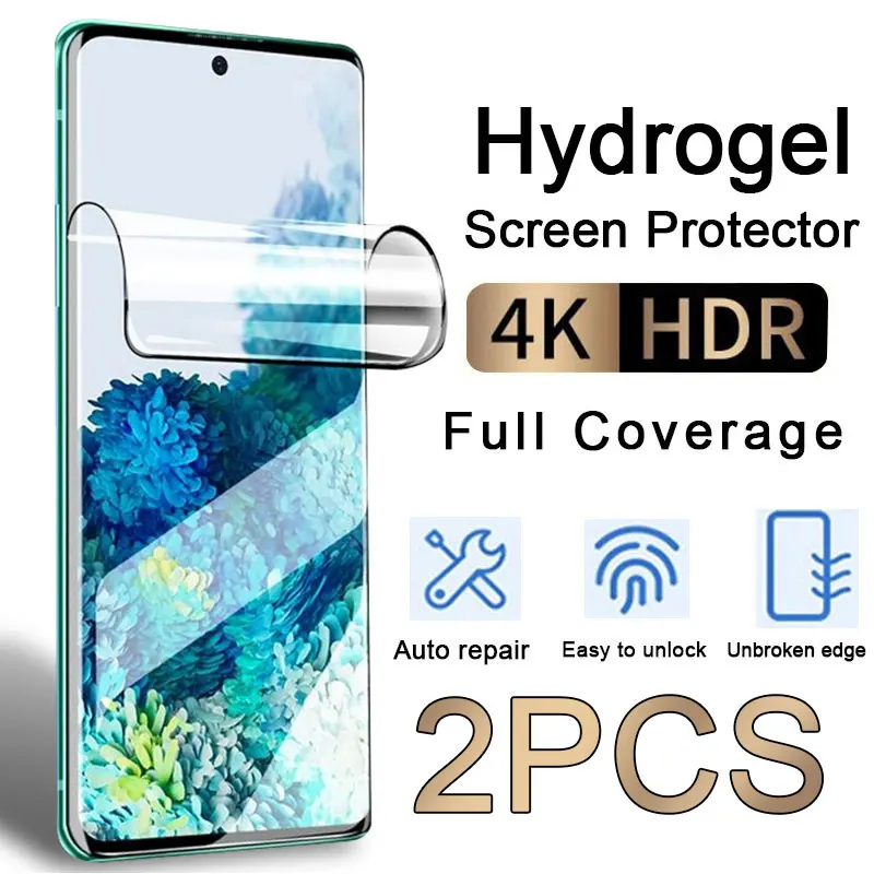 

2Pcs Hydrogel Film Screen Protector on For Samsung Galaxy S22 Ultra S21 FE S20 S10 Plus Full Cover Screen Protectors Note 20 10