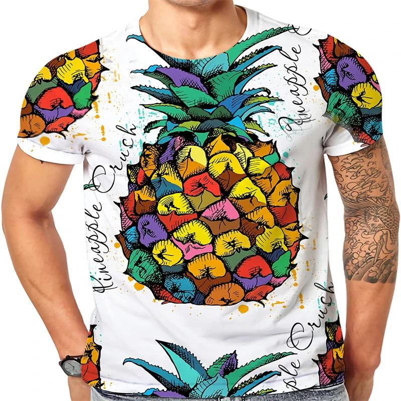 

Футболка мужская с 3D-принтом ананаса, модная индивидуализированная Повседневная рубашка с коротким рукавом, модная одежда в уличном стиле, лето