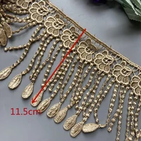 1 yard gold 11 5cm ribbon plum flowers pearl lace trimmings ribbons beaded lace fabric embroidered sewing wedding dress clothes