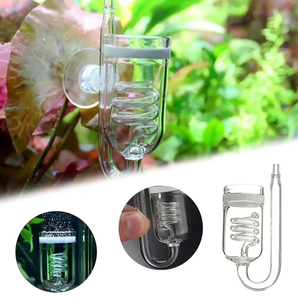 

Hot CO2 Diffuser Aquarium Glass Spiral Carbon Dioxide Atomizer Diffuser With Suction Cup Aquarium Planted Fish Tank Accessories