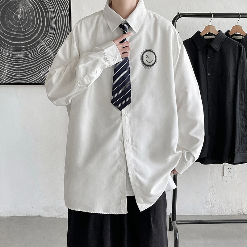 

Shirts Men Simply Fashion Japanese Stylish Handsome Gentle All-match Streetwear College Teens Male Clothes Ins Design Casual New