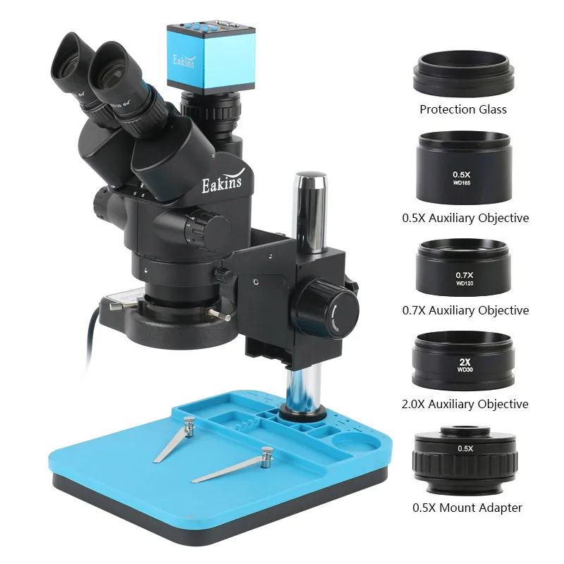 

Industrial Lab Simul Focal Trinocular Stereo Microscope Magnification Continuous Zoom 3.5X 7X 45X 90X For Phone PCB Repair