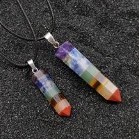 orgonite 7 chakra necklace for women men natural crystal hexagonal cone pendant necklace healing stones meditation gift jewellry
