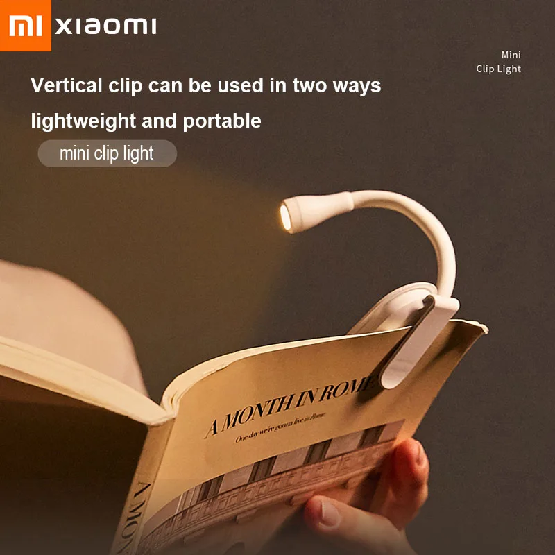 

Портативный мини-светильник Xiaomi для книг, ночники с Usb-зарядкой, светодиодные светильники с регулируемой яркостью для спальни, защиты глаз, кемпинга, лампы для чтения книг с вращением на 360 °