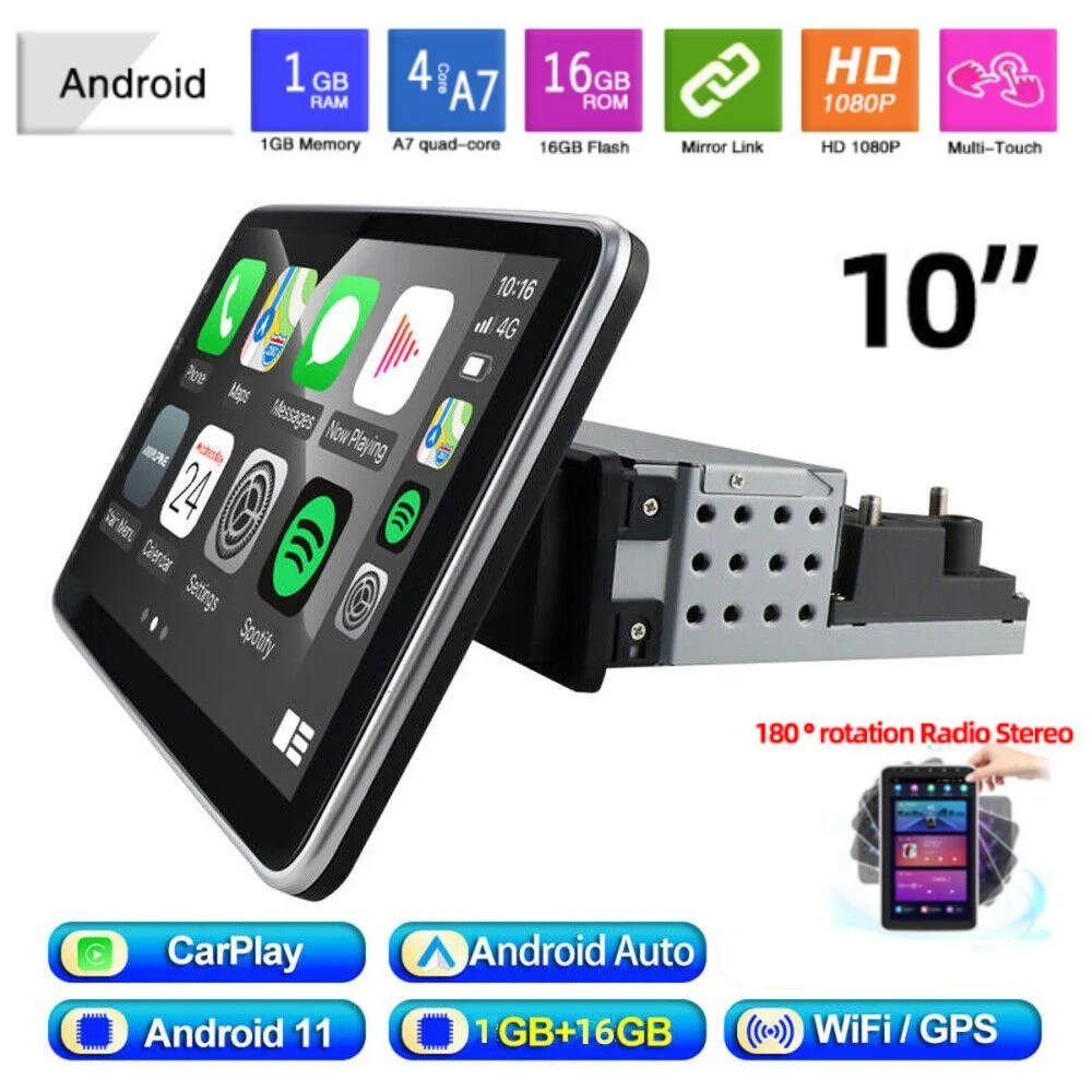 

Автомобильный мультимедийный видеоплеер 1Din Android 10 дюймов, универсальный автомобильный стерео радио GPS IOS/Android mirror link для Nissan Hyundai Kia