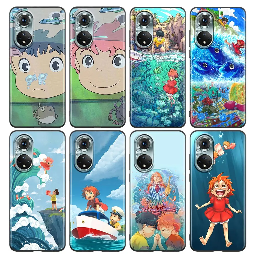 

Cute Hayao Miyazaki ponyo Anime Phone Case For Honor X8 60 8X 9X 50 30i 21i 20 9A Play Nova 8i 9 SE Y60 Magic4 Pro Lite Cover 5G