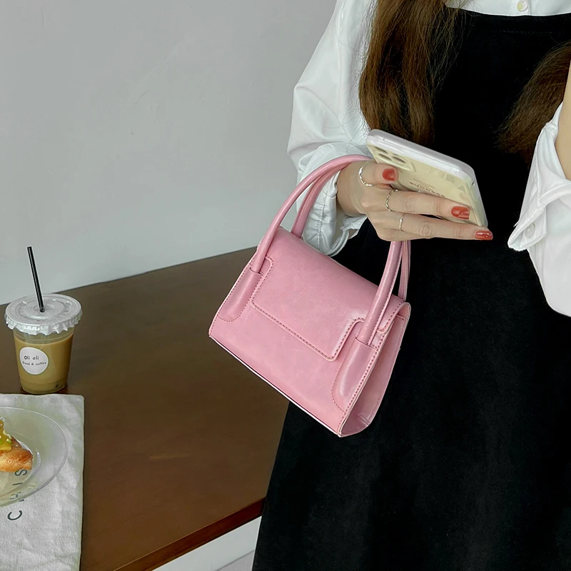 

Hand-held Purses and Handbags Luxury Designer Ladies Shoulder Bag Women's Bag Simple Mini Pink Small Square Bag