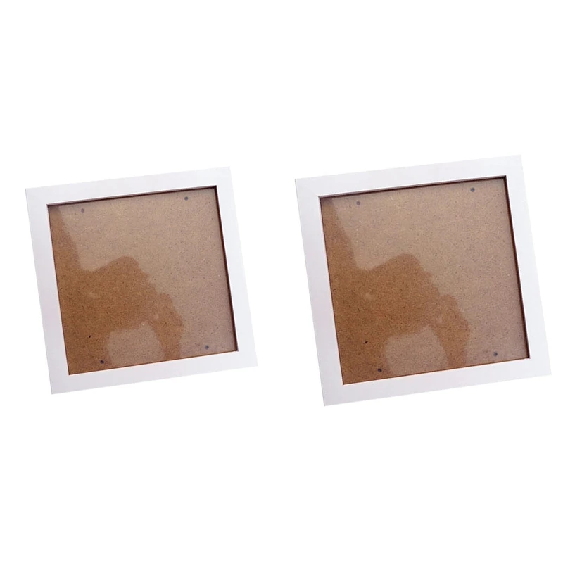 

2Pcs Square Thick Pine Wood Photo Frame Wall Picture Frame White - 6 Inch & 8 Inch