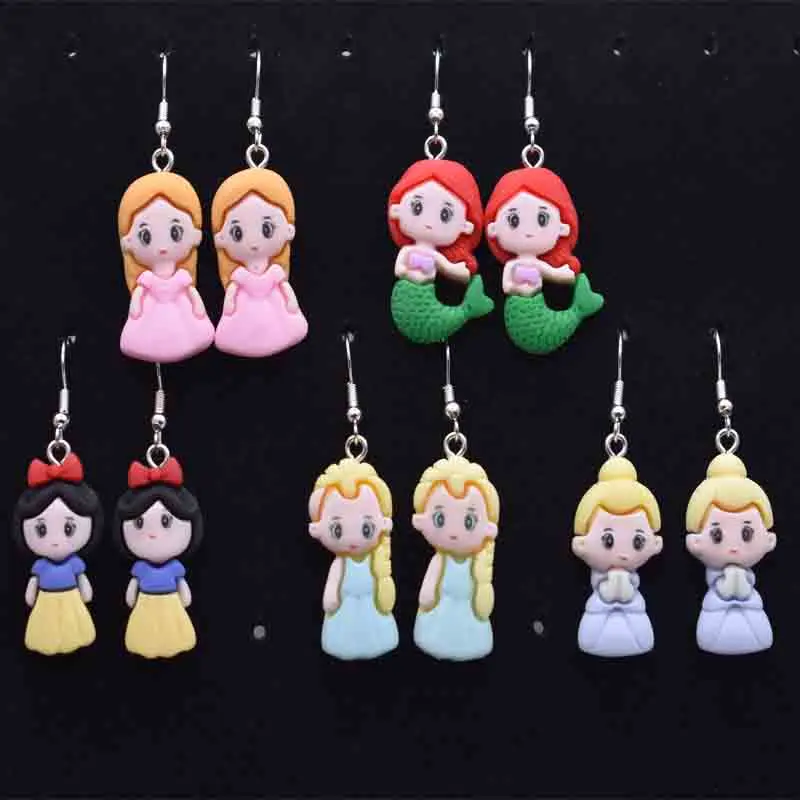 

Earrings for Women Girls Geometric Cute Princess Mermaid Girls Design Female Ear Hooks Danglers Jewelry Kids Gift