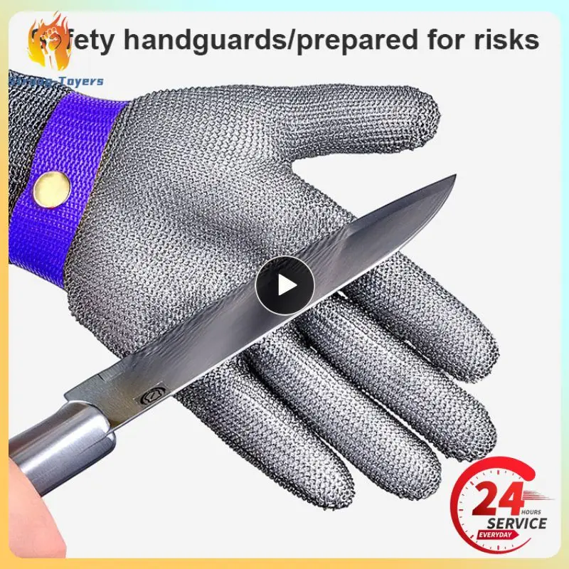 

1 Pair Garden Black Steel Wire Metal Mesh Gloves Safety Anti-cutting Wear-resistant Butcher Gloves Self Defense