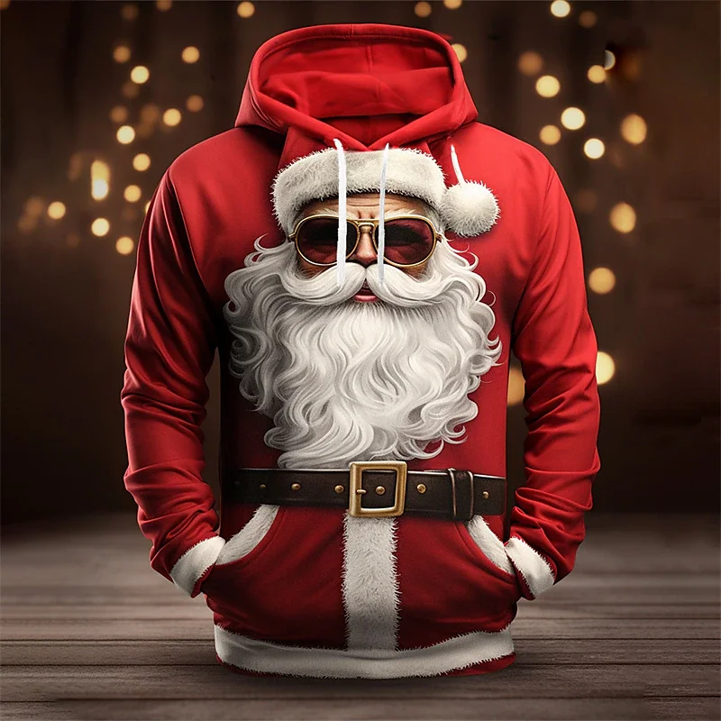 

Graphic Santa Men's Fashion 3D Printed Hoodie Christmas Sports Printed Hoodie Sweatshirt