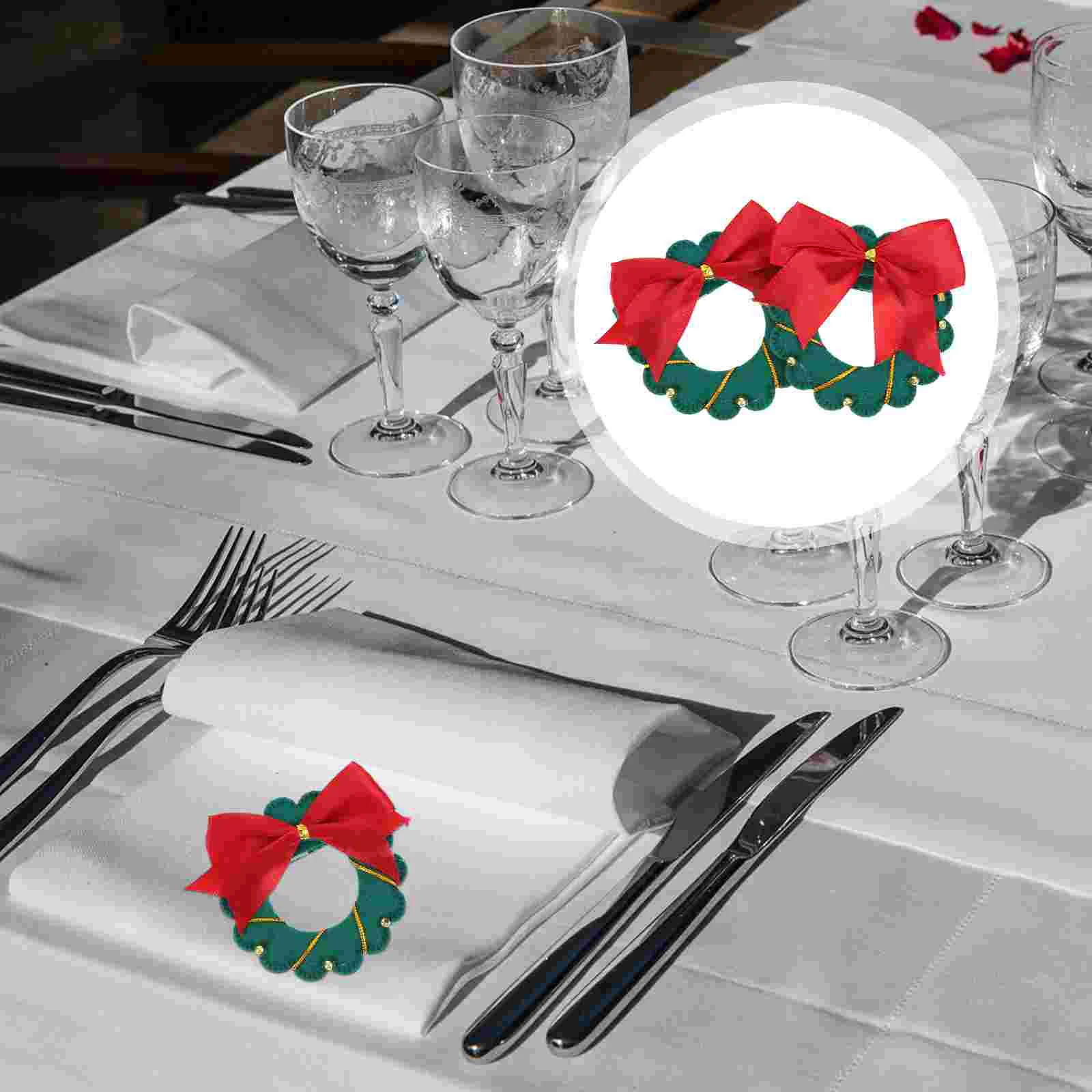 

6Pcs Christmas Napkin Rings Napkin Buckles Napkin Rings Table Decors (Green)