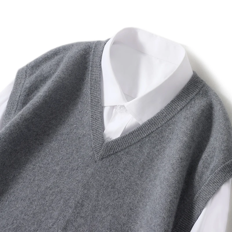 Вязаный мужской базовый свитер из 100% мериносовой шерсти однотонный пуловер без