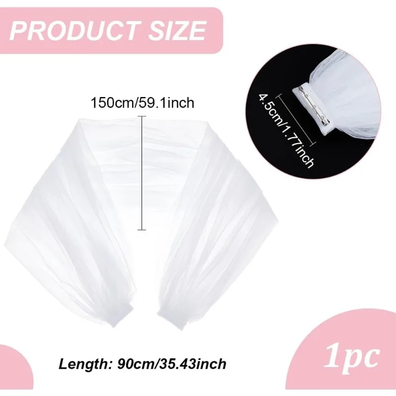1 Шт. Съемная Белая Фата Из Тюля 90 См Для Невесты Coozie Прозрачные Пышные Тюлевые