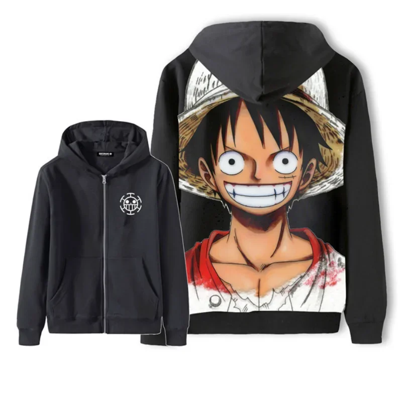 Аниме ONE PIECE куртка Луффи Зоро толстовка с капюшоном на молнии кардиган пальто