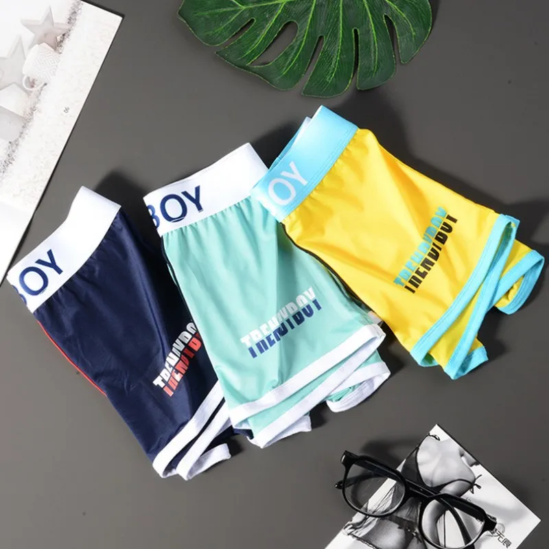 Men's Ice Silk Printed Boxer Men's Letter For Boxer Shorts Fashion Trend Boxer Shorts Comfortable Shorts L-4XL