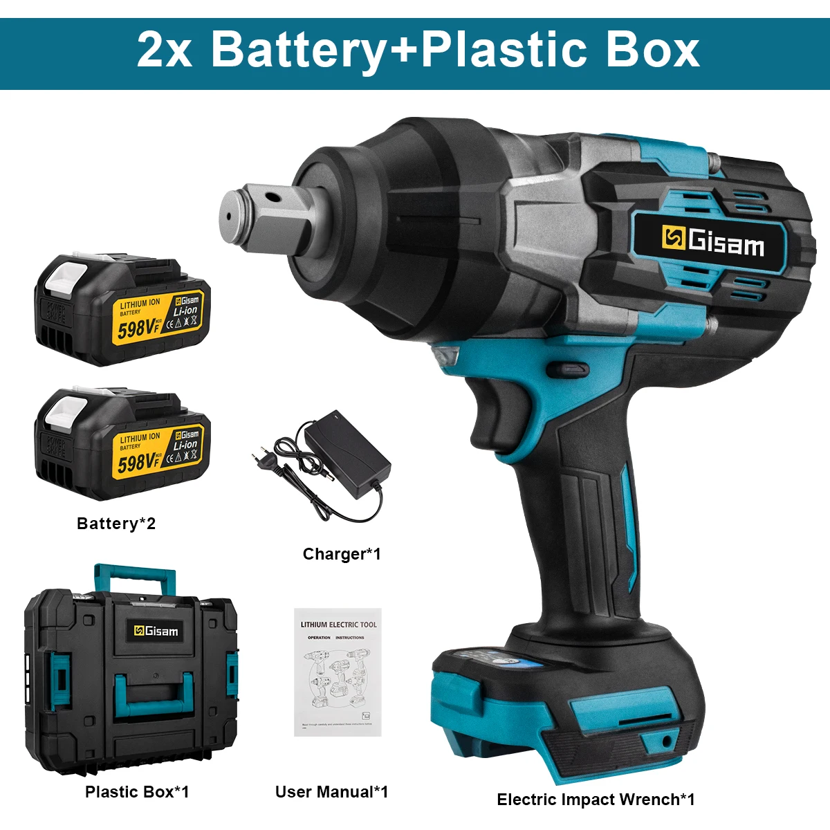 

Аккумуляторный ударный гайковерт Gisam 3100N.M для Makita 18В