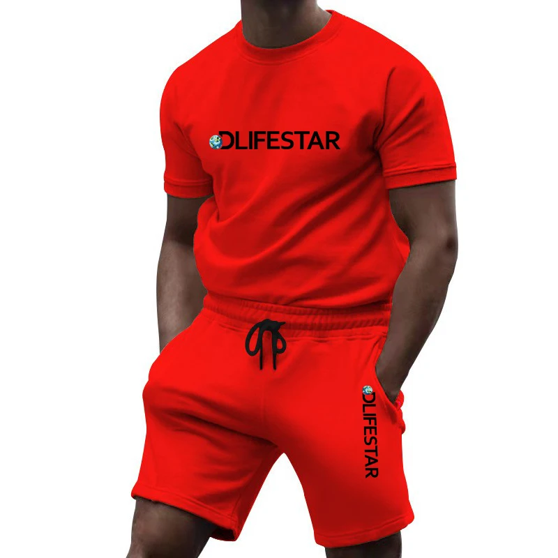 Summer Men's Sportswear Brand Fitness Sets Running Clothes Casual Suit T-shirt + Shorts Breathable 2-Piece Tracksuit Men Clothin