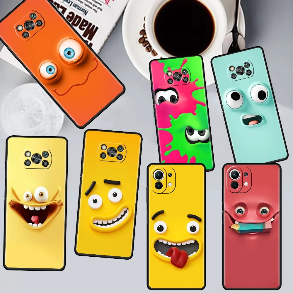 

Funny Cartoon Emoticon Case For Xiaomi Mi Poco X3 NFC M3 Pro F3 GT M4 F1 X2 11T Lite Note 10 10T 9T Silicone Phone Cover Funda