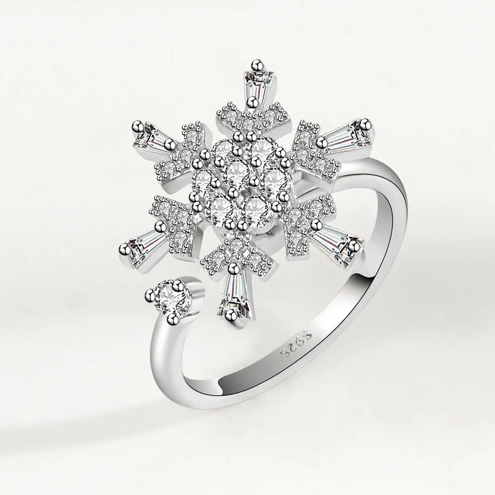 

Todorova роскошное циркониевое вращающееся кольцо в виде снежинки для женщин креативное регулируемое кольцо Модные ювелирные изделия для свад...