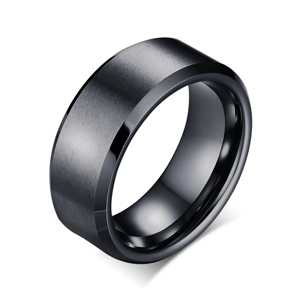 

PSJ Fashion Jewelry Luxury Wedding Band 8mm Matte Finished Silver Black Gold Plated Original Tungsten Carbide Rings for Men