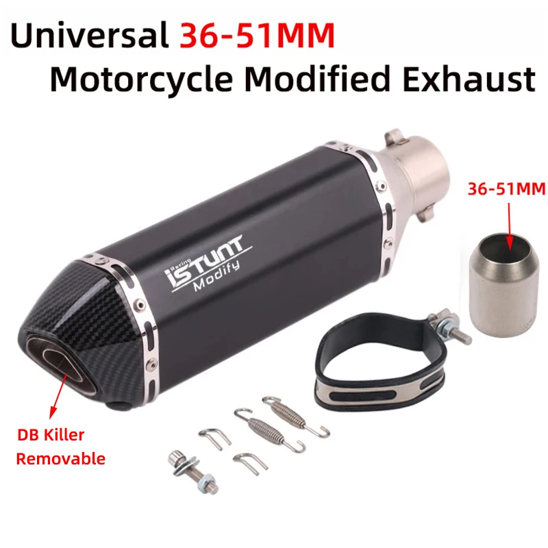 Universel 51mm Motorcycle Exhaust Pipe Escape Moto GP Muffler Scooter DB Killer For DUKE 125 MT03 NINJA250 Z750 Z900 R3 R6 R1 |