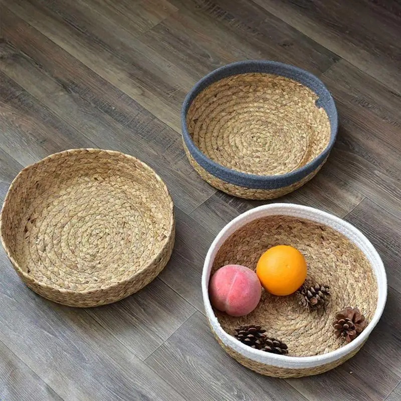 

Handmade Rattan Storage Baskets Household Items Snacks Fruit Debris Laundry Finishing Willow Storage Basket Home Decor