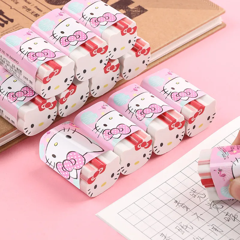 12 Pcs/ Hello Kitty Sanrio Kawaii Stationery Dolls Eraser Rubber Promotional Gift Primary Student Prizes |