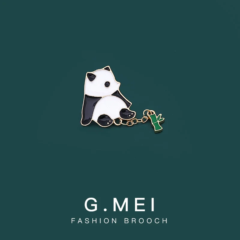 

Chinese style cute bamboo panda Brooch Cute Japanese cartoon pin male and female metal badge student bag