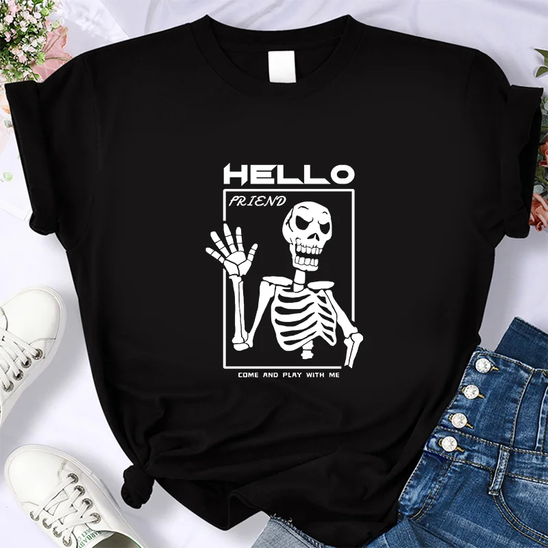 

Summer Short Sleeve Personality Print Clothing Y2K T-Shirt Harajuku Graphic 100% Cotton For Women's Top Oversized Free Shipping