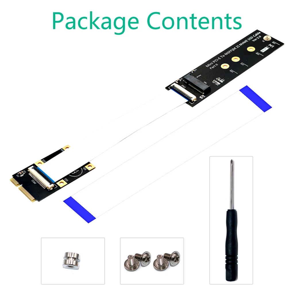 Переходник для M.2 (NGFF) NVME SSD на Mini PCI-e с кабелем FFC Для M.2 Key M 2230/2242/2260/2280 SSD Переходник для M.2 (NGFF) NVME SSD на Mini PCI-e с кабелем FFC Для M.2 Key M 2230/2242/2260/2280 SSD