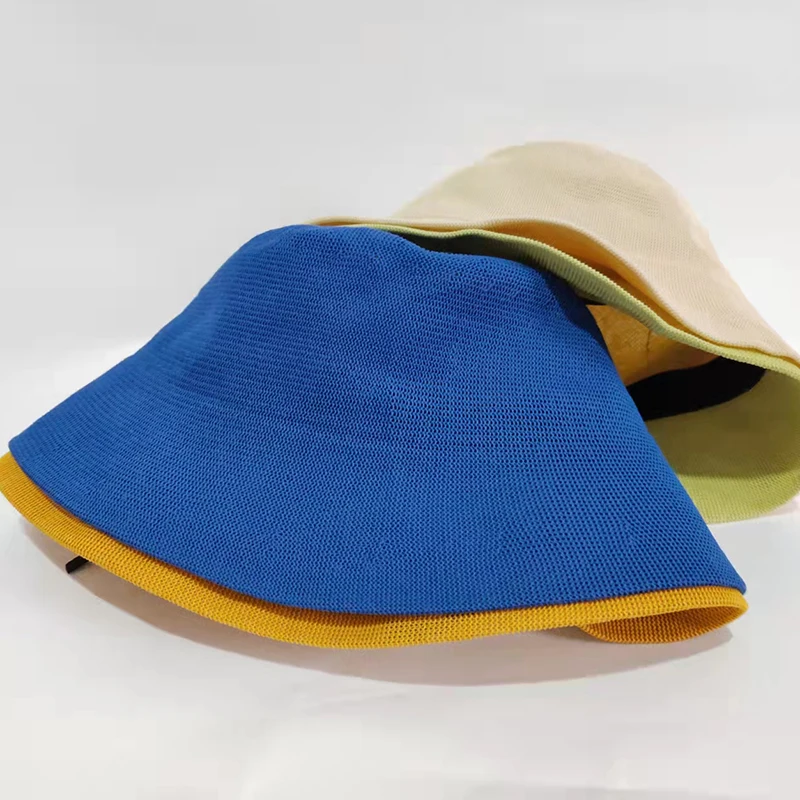 Summer Hat New Breathable linen knitted flat Bucket Hat  women wide brim sun Protection fishing hat leisure basin Cap For girl