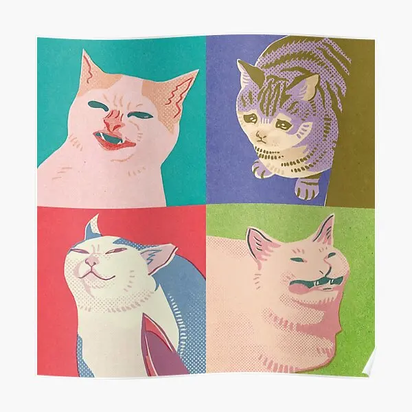 

Плакат «Четыре мема» с кошками апокалипсиса, декоративный постер, картина, забавная настенная печать, Декор, домашняя роспись, Современная винтажная картина без рамки