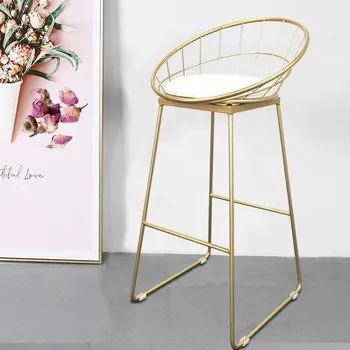 Modern Bar Stool High Chair Simple Wrought Iron Bar Gold Stool Dining Chair Nordic Balcony Leisure Outdoor Furniture HY50CT