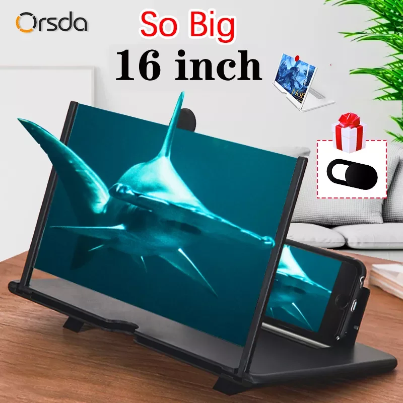 

16 Inch 3D Mobile Phone Screen Magnifier HD Video Amplifier Stand Bracket with Movie Game Magnifying Folding Phone Desk Holder