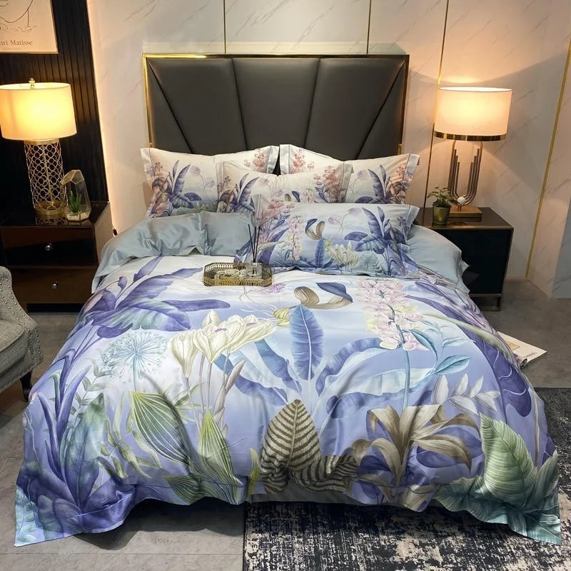 

Tropical Jungle Banana Leaves Duvet Cover set 100%Egyptian Cotton Queen King Size Bedding Set 1Duvet cover1Bed Sheet 2Pillowcase