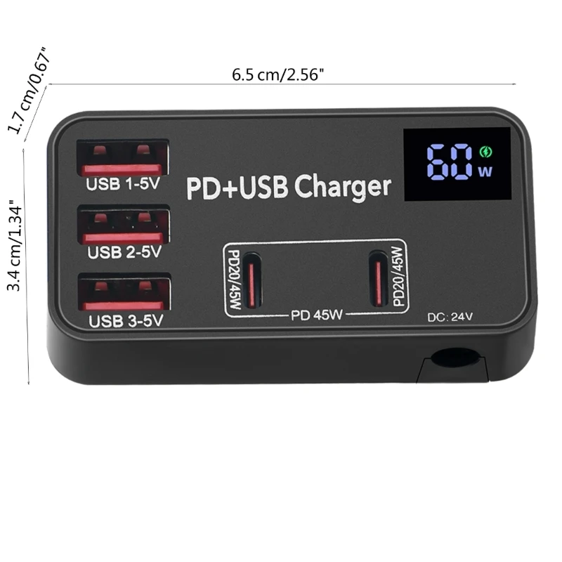 Portable Multiport PD Fast Charger Digital Quick Charging USB Charger 9 Safe Protections with External Power Adapter images - 6
