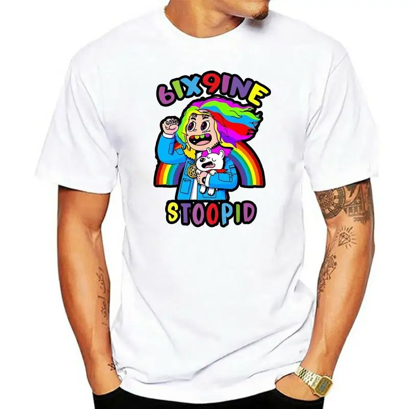

Футболка 6Ix9Ine с мультяшным рисунком, футболка Stoopid Rap Music с коротким рукавом, черная свободная футболка унисекс