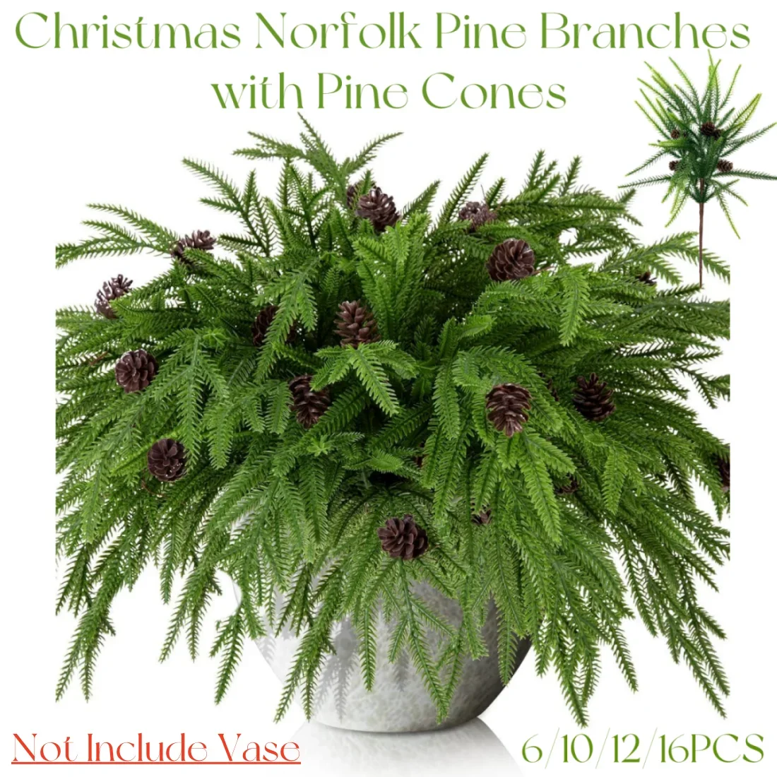 

Искусственные сосновые ветки Norfolk с шишками