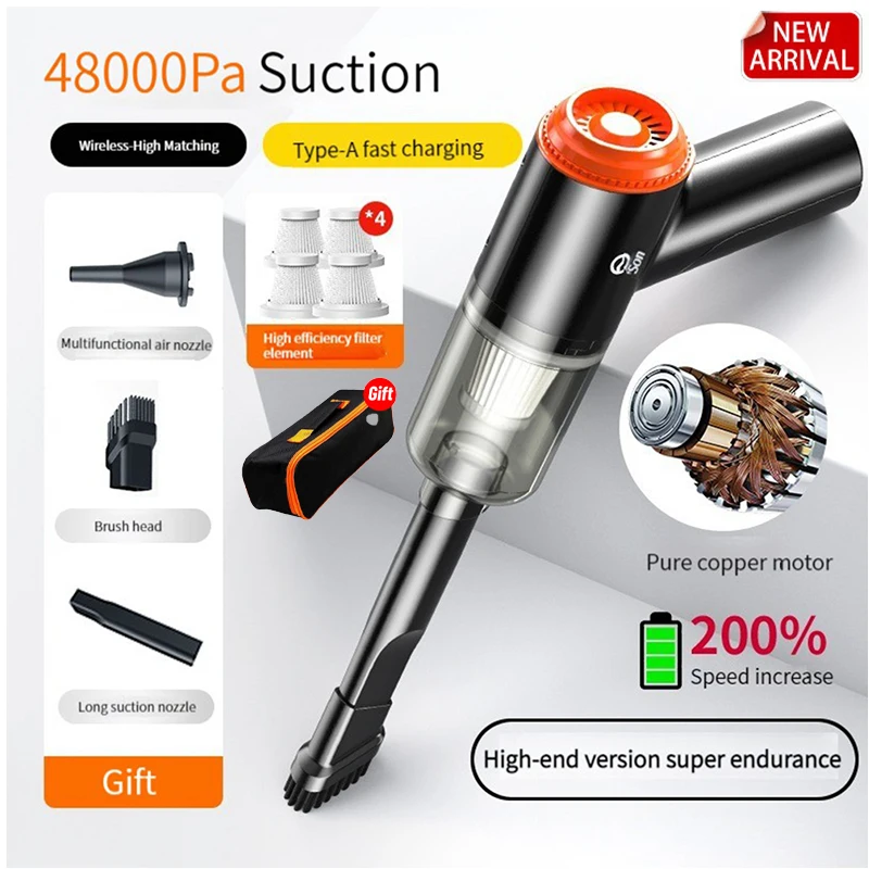 

Беспроводной пылесос, Мощное всасывание, беспроводной ручной портативный пылесос для влажной и сухой уборки автомобиля, бытовая техника, и...