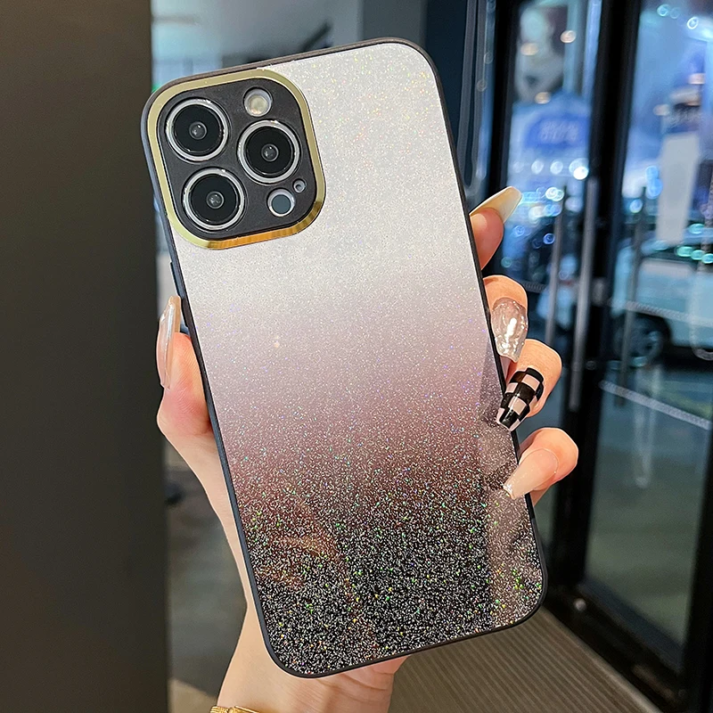 

Camera Lens Case for iPhone 13 12 11 Pro XR XS Max Phone Cases for iPhone 7 8 Plus SE 2020 Gradient Bling Glitter Back Cover