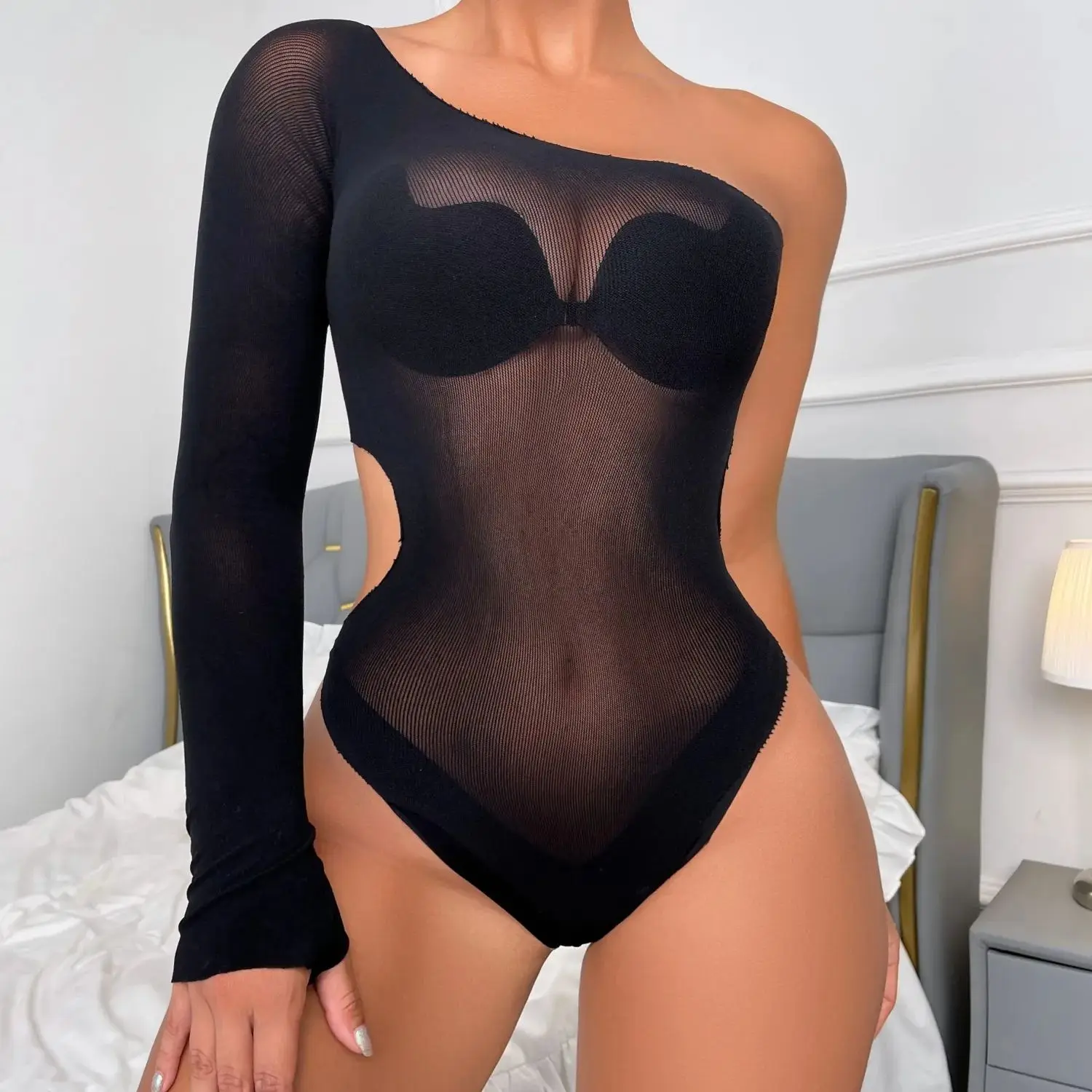 Новое модное сексуальное платье на одно плечо боди женское цельное нижнее белье