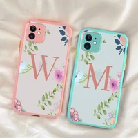 yinuoda fashion letter flowers phone case for iphone x xr xs 7 8 plus 11 12 13 pro max 13mini translucent matte shockproof case