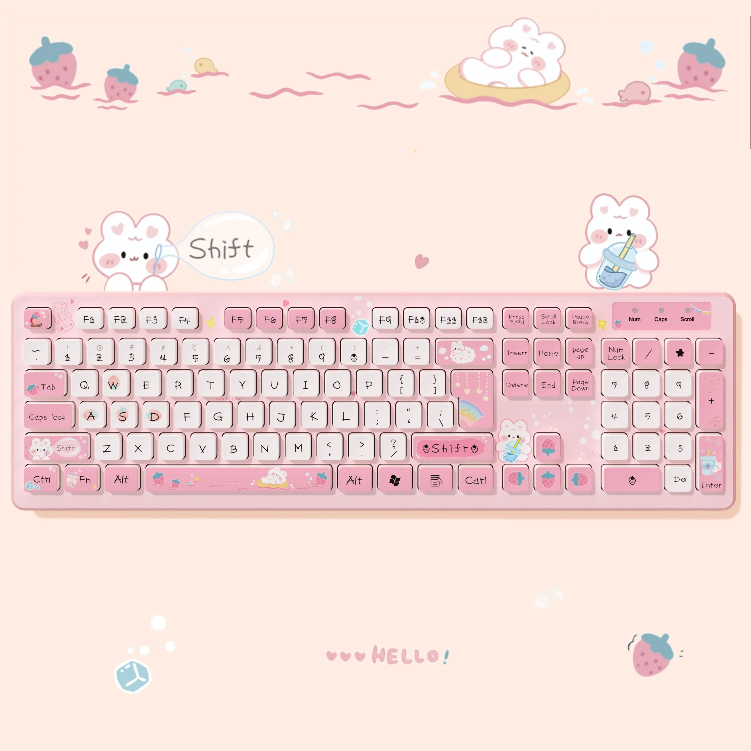 Kawaii Pink Wired Keyboard for Office PC with Mute Click Gaming Keyboard for Girl Gaming Accessories Keyboard Green Blue Purple