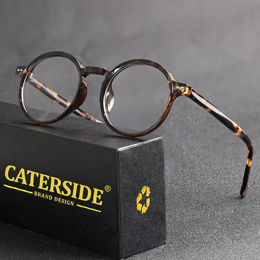 CATERSIDE ретро круглые оправы для очков мужчин TR-90 оправа ацетатные дужки очки