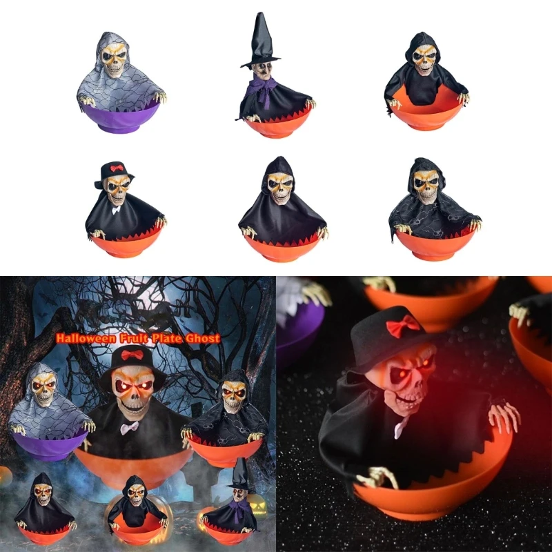 

Halloween Animated Screaming Bowl Candy Holder with Red Eyes Dropship